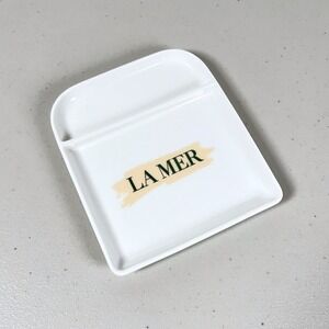 LA MER White Ceramic Jewelry Tray Double Compartment‎ Makeup Organizer